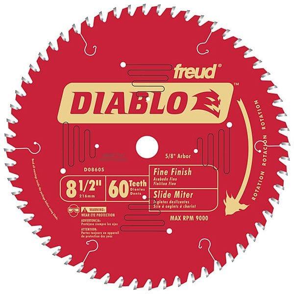 D0860S Diablo Mitre/Sliding Miter Blade, 8-1/2" diameter, 5/8" arbor, 60 teeth ATB
